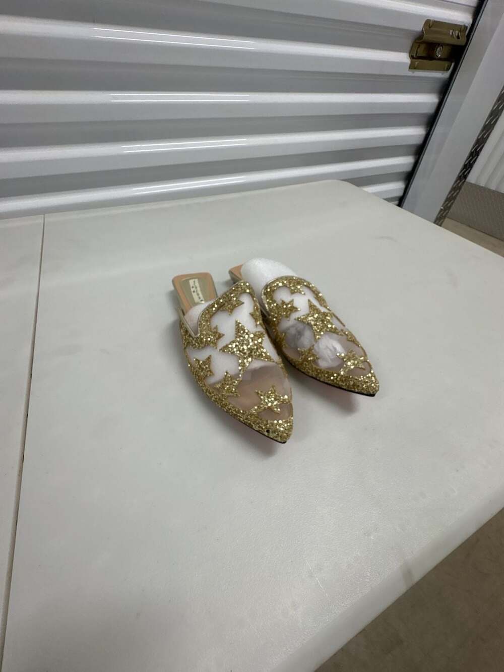 Juanda Gold Glitter Mesh Star Mules